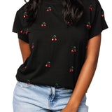 Black Mini Jeweled Cherry Tee – Queen of Sparkles