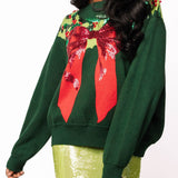 PREORDER Dark Green & Red Wreath Around Neck Sweater - Dark Green [Queen od Sparkles]