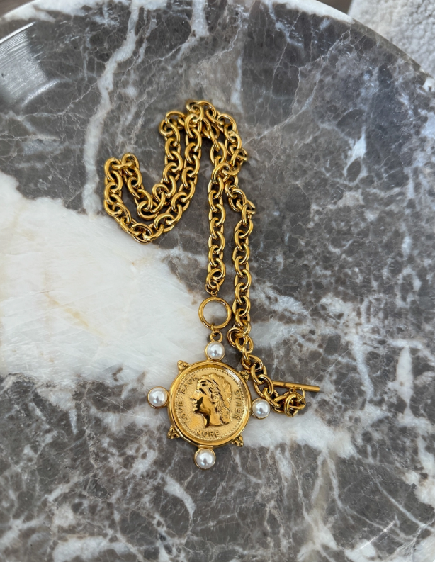 Coin Necklace-Chansuttpearls-Gold