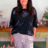 Black Crown Sweatshirt-Queen of Sparkles