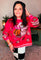 Red & Pink Vintage Poinsettia Santa Sweatshirt - Red & Pink [Queen of Sparkles]