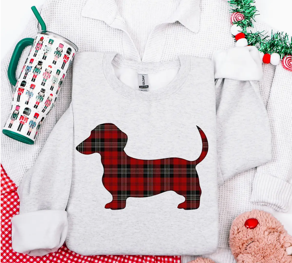Christmas Plaid Dachshund Sweatshirt