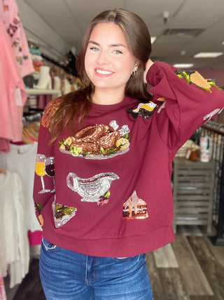 Queen of Turkey Sweatshirt Maroon Queen of Sparkles