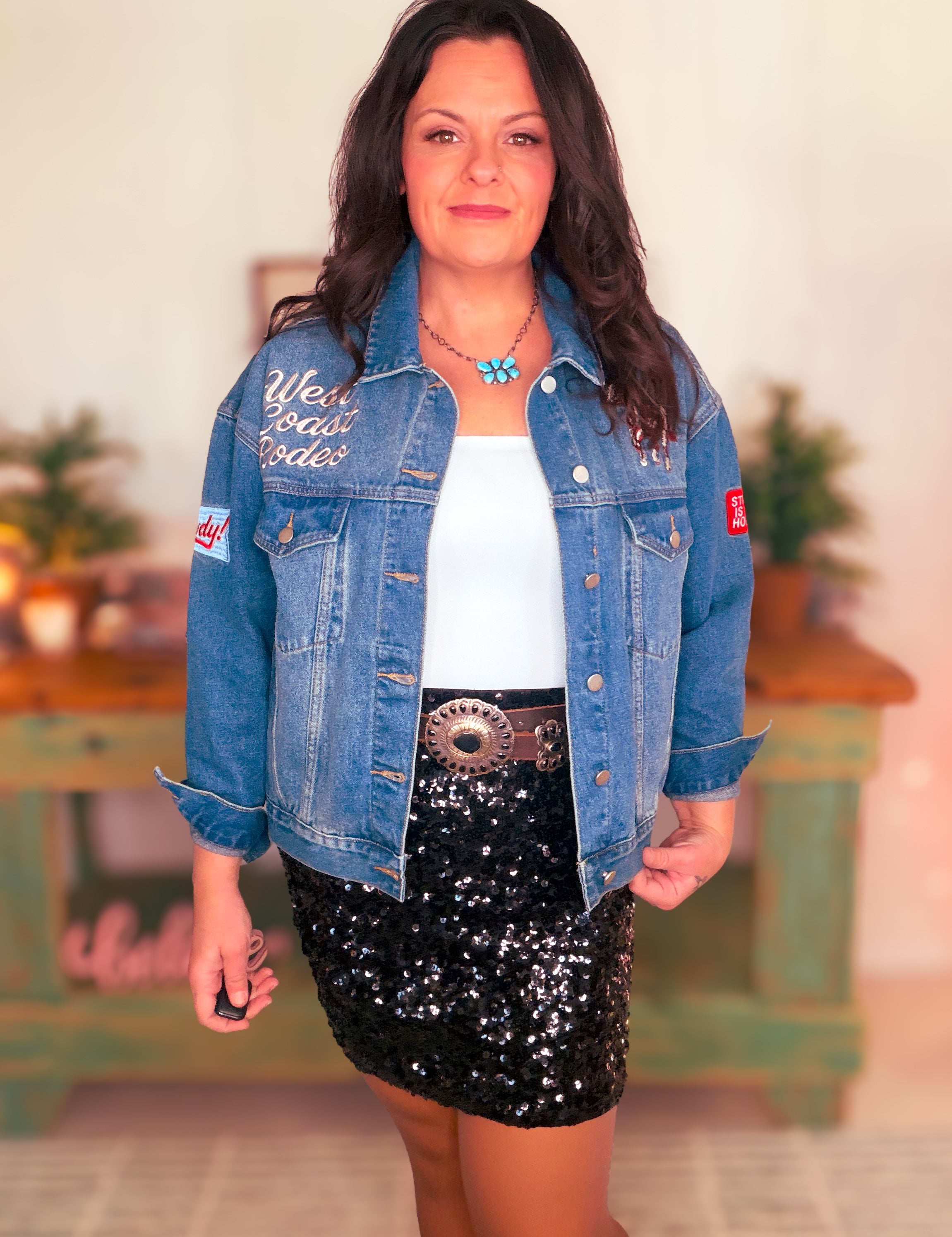 Embroidered Western Denim Trucker Jacket