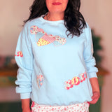 Patchwork Printed Valentine French Terry Sweatshirt