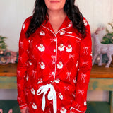 Santa's Signature Bow Ruffle Pajama Set