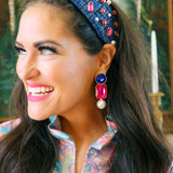 Brianna Cannon x Stylin Brunette Hot Pink & Blue Jewel Pearl Earrings