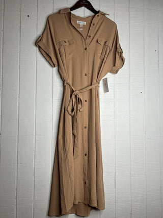 Acacia Short Sleeve Utility Dress With Front Tie Belt Taupe