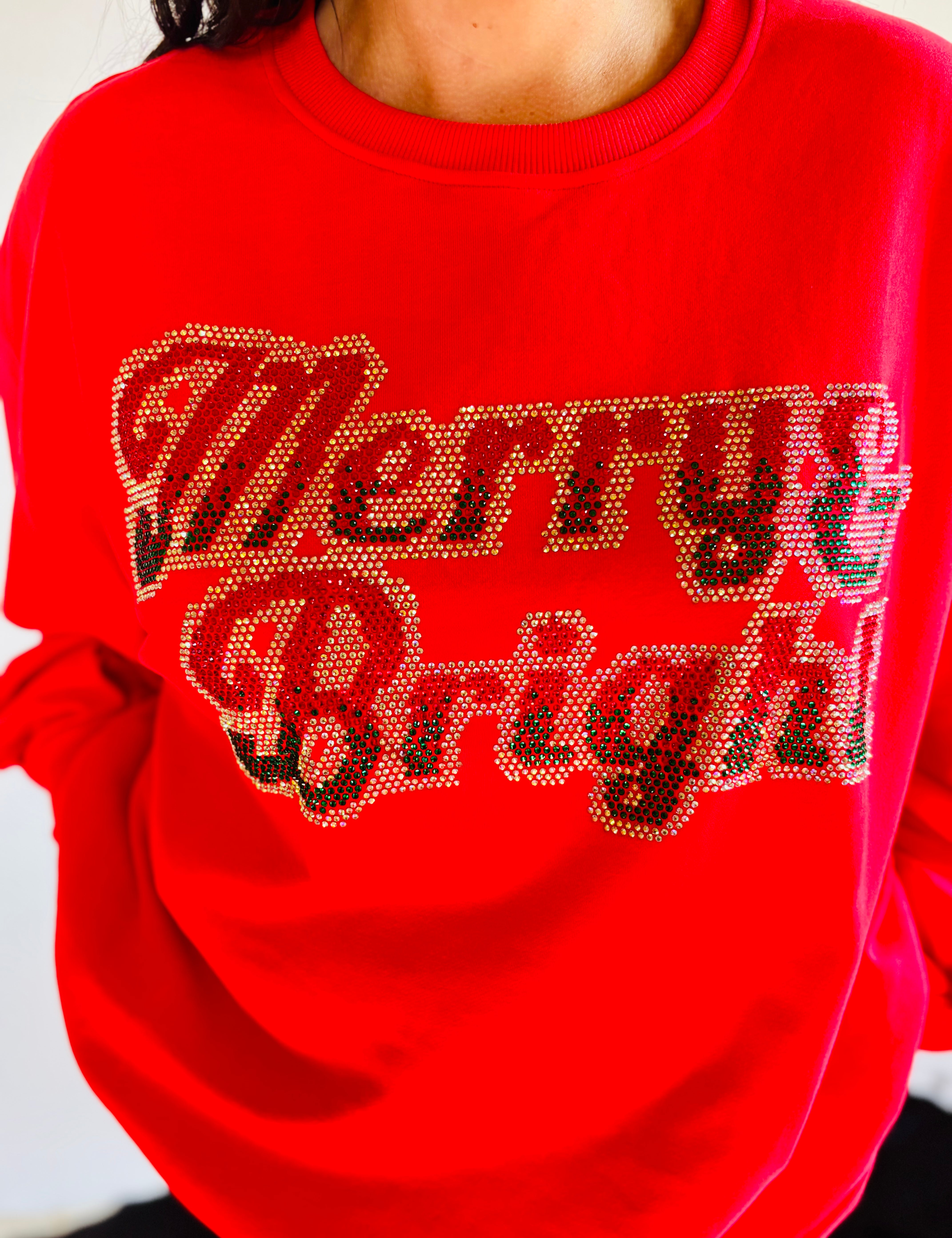 Red Rhinestone Merry & Bright- Red [Queen of Sparkles]