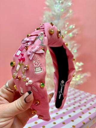 Pink Embroidered Champagne Party Headband