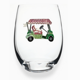 Golf Cart Stemless Wine Glass