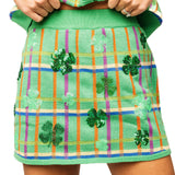 Queen of Sparkles Green Multi Plaid Shamrock Skirt