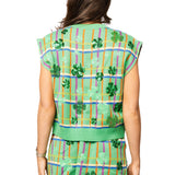 Green Multi Plaid Shamrock Button Up Tank-Queen of Sparkles