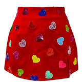 Red Multi Rhinestone Heart Skirt-Queen Of Sparkles