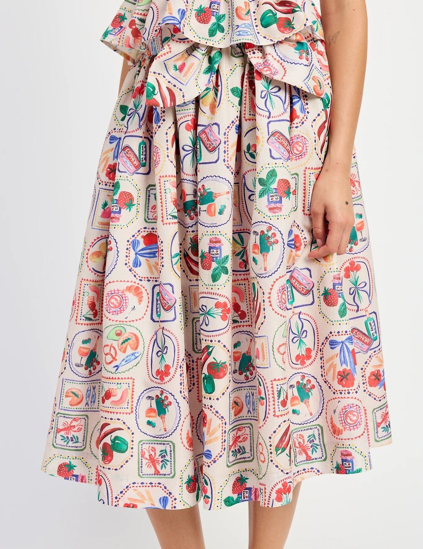 Nayeli Midi Skirt - Linen Red [En Saison]