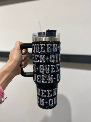 Rhinestone Rainbow Tumbler Black/White