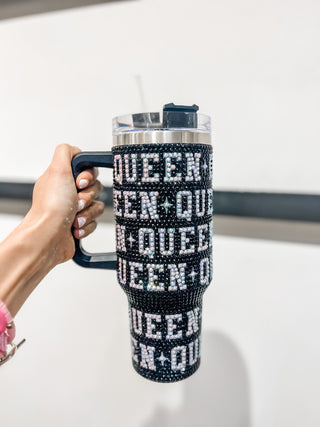 Rhinestone Rainbow Tumbler Black/White