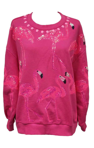 Flamingo Sweatshirt Hot Pink Queen of Sparkles