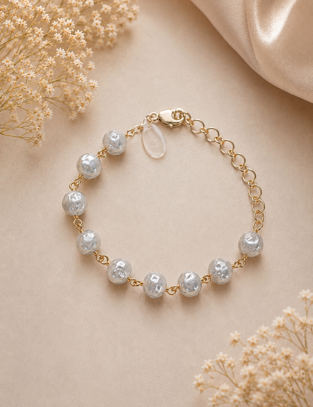 Grey Wrinkled Pearl Bracelet-  Leetie Lovendale