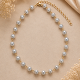 Grey Wrinkled Pearls Amelia Necklace- Gold- Leetie Lovedale