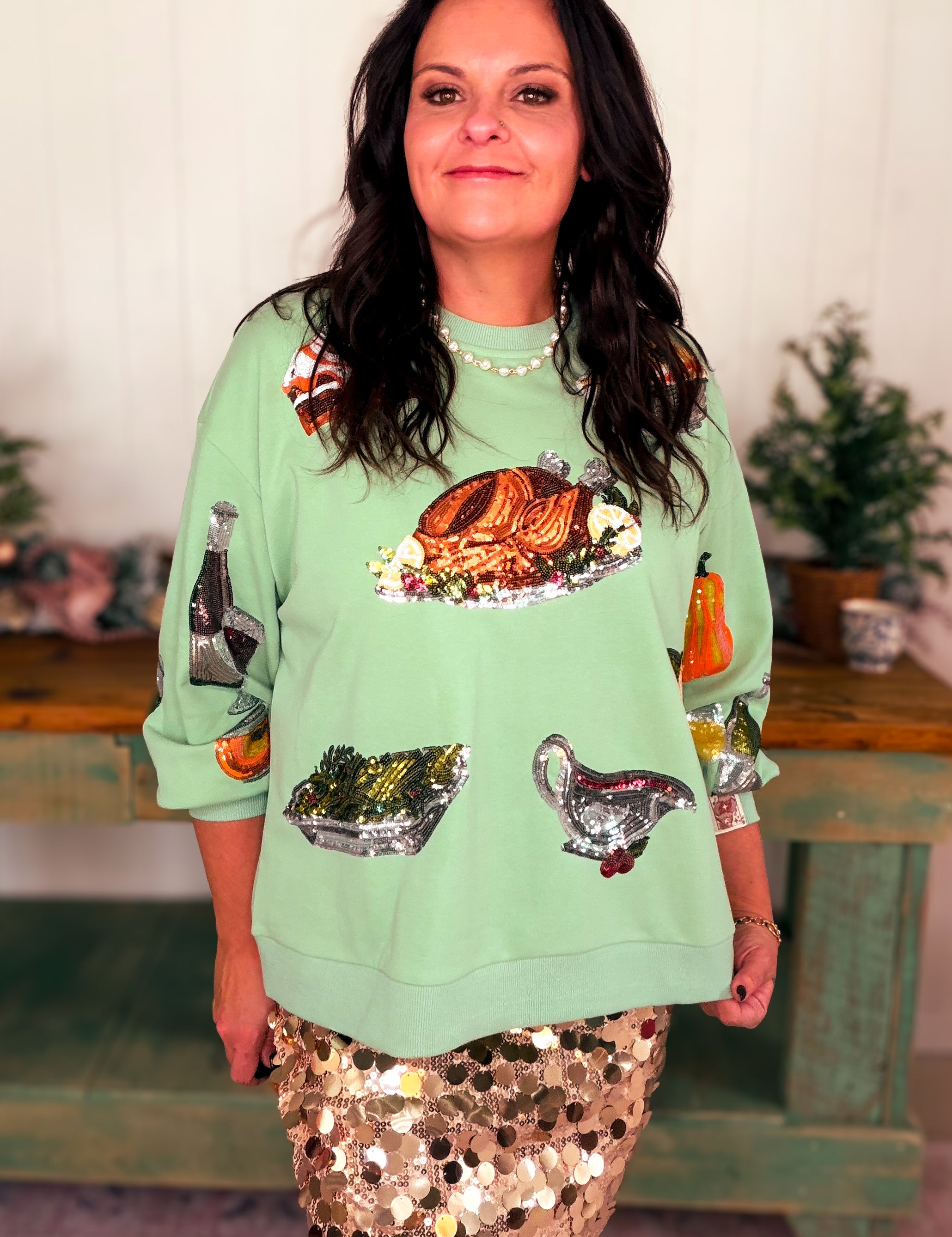 Mint Queen of Turkey Sweatshirt - Mint Green (Queen of Sparkles)