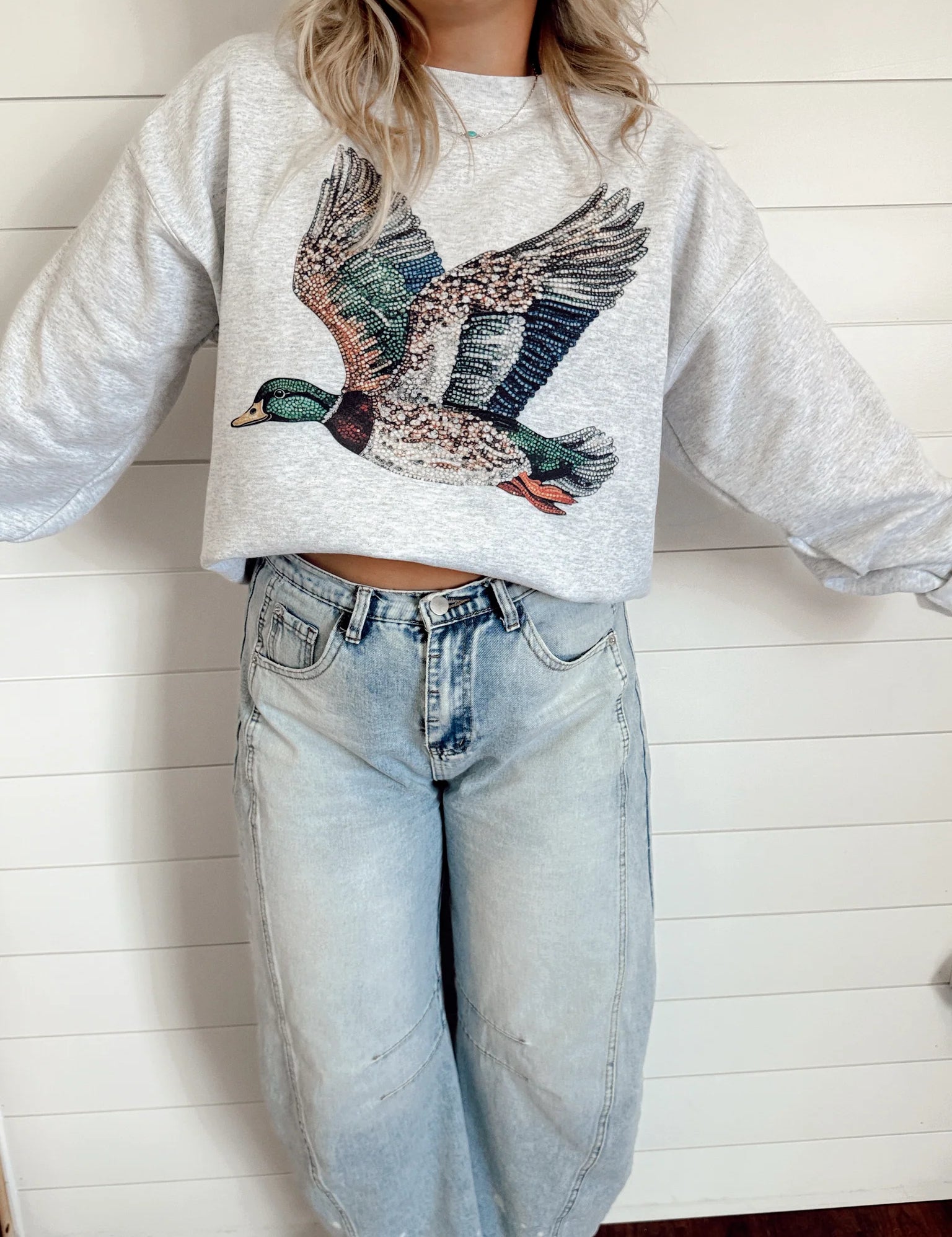 The Bedazzled Duck Sweatshirt - Ash Grey
