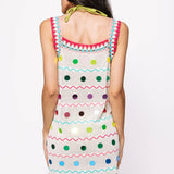 Crochet & Pailette Zig Zag Coverup - White & Rainbow [Queen of Sparkles]