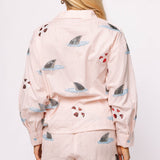 Stripe Shark Fin & Float Button Up Collar Shirt - Light Pink [Queen of Sparkles]