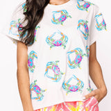 Multi Crab Tee - White [Queen of Sparkles]