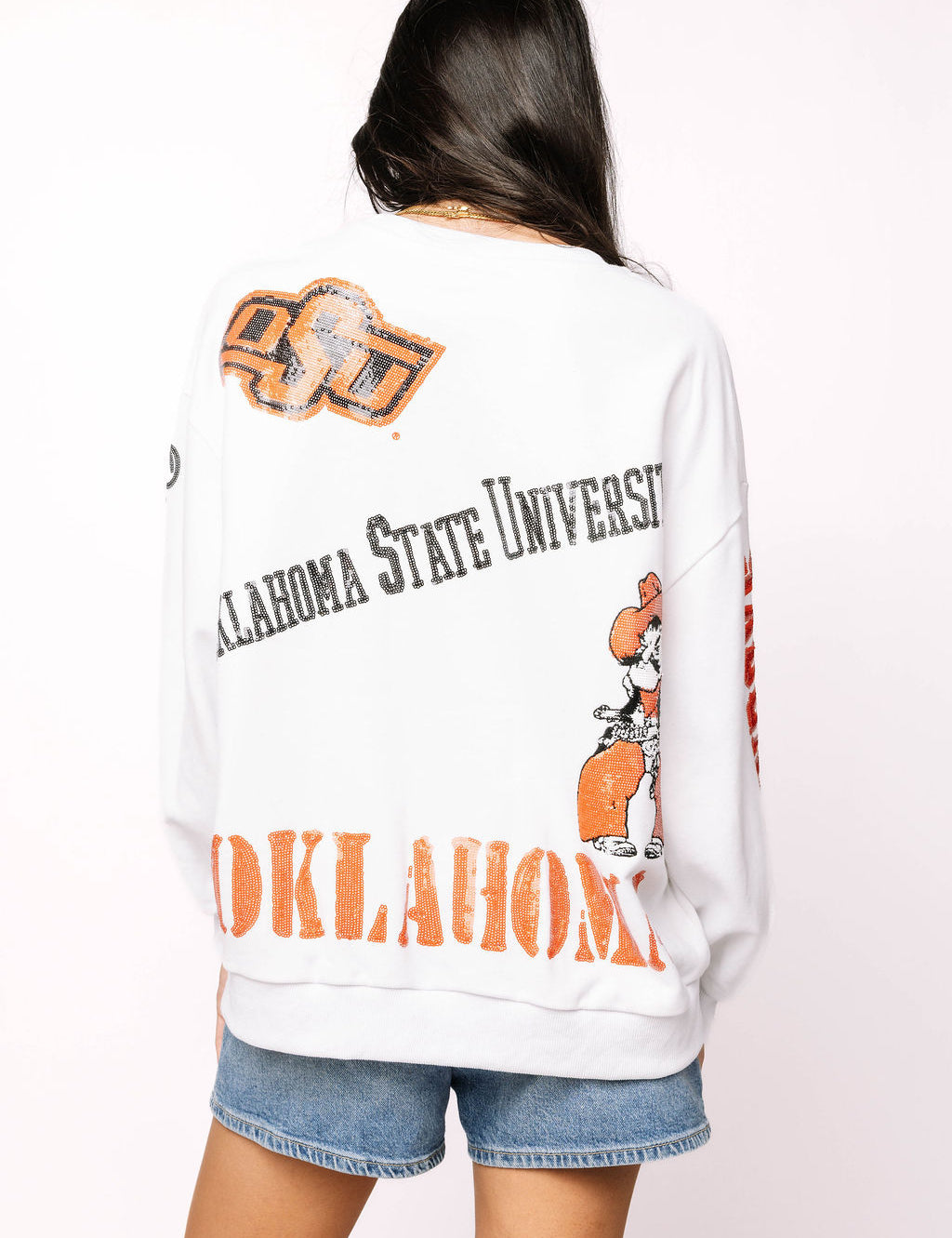 Licensed OK State Big Icons Scattered All Over Sweatshirt - OSU Icons [Queen of Sparkles]