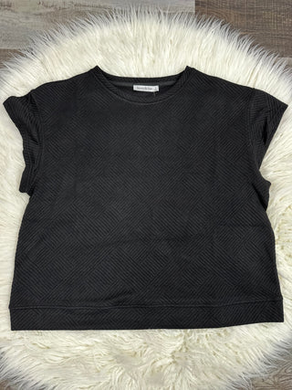 Amara Textured Short Sleeve Sweatshirt Black