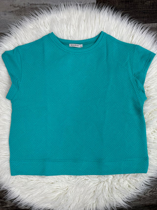 Amara Textured Short Sleeve Sweatshirt Turquoise