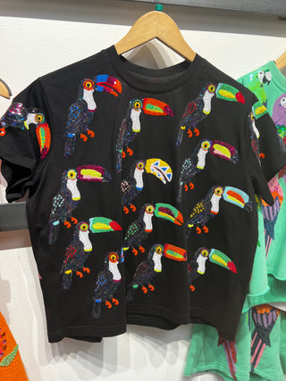 Scattered Toucan Tee Black Queen of Sparkles