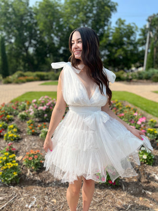 Reach Out To You White Pearl Mesh Dress