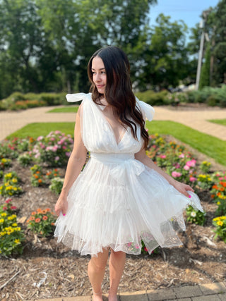 Reach Out To You White Pearl Mesh Dress