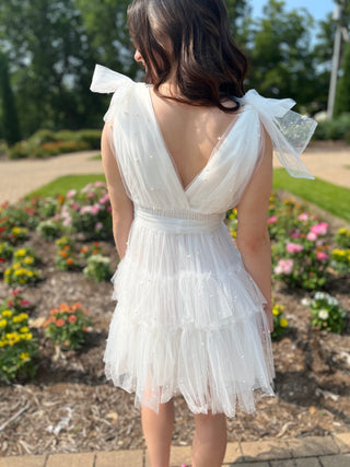Reach Out To You White Pearl Mesh Dress