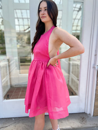 Come This Way Pink Halter Dress