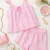 Jetset Ruffle Top & Shorts Set - Pink
