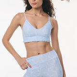 LoveShackFancy Erza Bow Print Active Bra – Chilled Blue