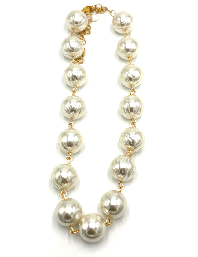 Wrinkled Pearls Amelia Necklace-Gold-Leetie Lovedale