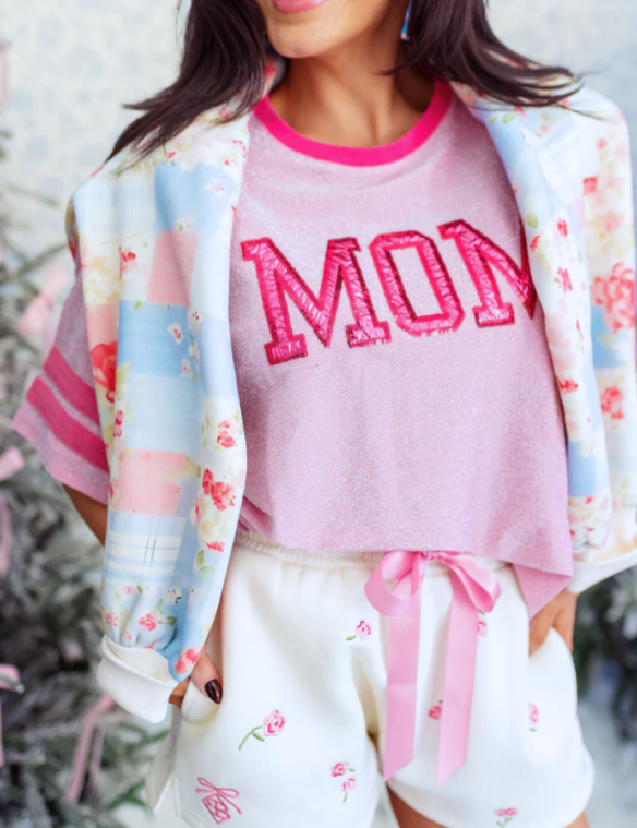 MOM Pink Sparkle Tee-Brianna Cannon