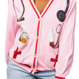 Pink Medical Instrument Button-Up Cardigan-Queen of Sparkles-Pre Order