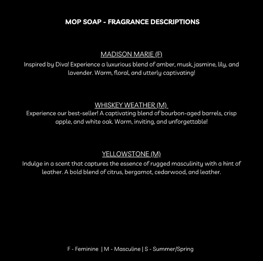 Luxury Scented Mop Soap – 32oz Whiskey Weather