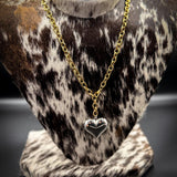 Two Toned Long Heart Necklace-Chansuttpearls