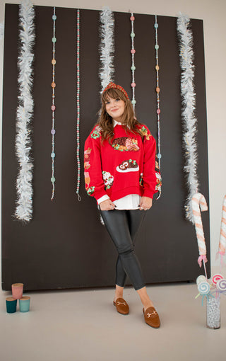 Christmas Food Icon Sweatshirt Red Queen of Sparkles