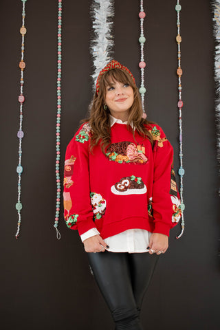 Christmas Food Icon Sweatshirt Red Queen of Sparkles