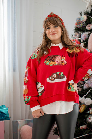 Christmas Food Icon Sweatshirt Red Queen of Sparkles