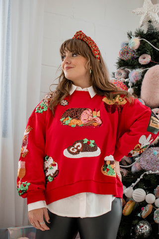 Christmas Food Icon Sweatshirt Red Queen of Sparkles