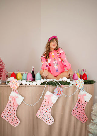 Scatter Nutcracker Sweatshirt Neon Pink Queen of Sparkles