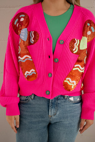 Gingerbread Cardigan Hot Pink Queen of Sparkles
